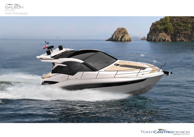 Galeon 425 HTS (2019&ndash;) Pienempi painos Messujen Moottoriveneest&auml; - Ensiesittely - Totalvene.fi