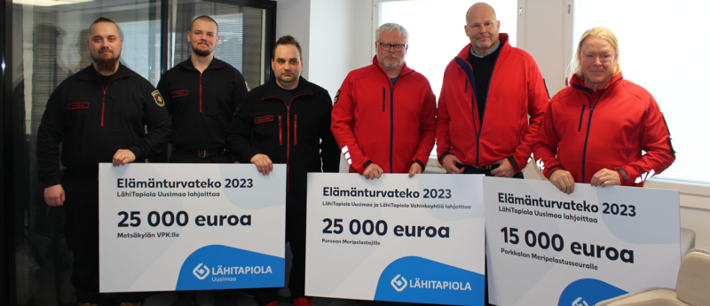 Meripelastajien ty&ouml; huomioitiin &ndash; L&auml;hiTapiola Uusimaa tukee arjen turvallisuutta ja ymp&auml;rist&ouml;tekoja yhteens&auml; 70 000 eurolla - Uutinen - Totalvene.fi