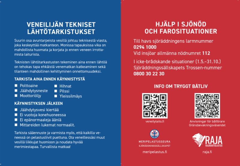 Teknisen l&auml;ht&ouml;tarkastusten suorittaminen ennen l&auml;ht&ouml;&auml; on paras tapa ehk&auml;ist&auml; matkan katkeaminen   &ndash; Lataa Meripelastuksen tarkistuskortti  - Uutinen - Totalvene.fi