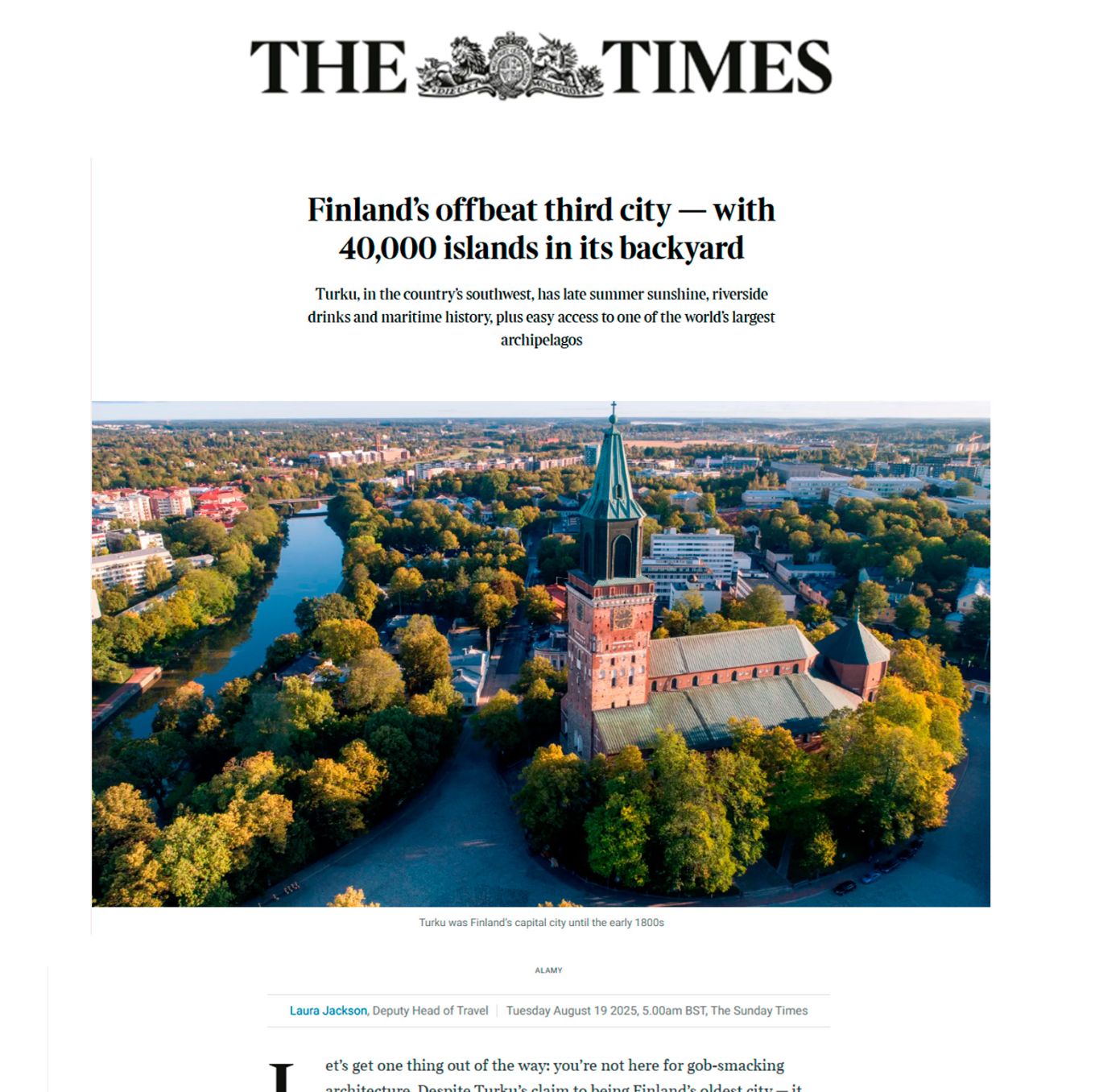 kuva the timesin artikkelin alusta