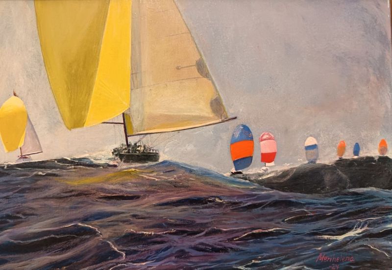 Merigalleria Fabrikissa esill&auml; Merihelena Leskisen &ouml;ljymaalauksia  &ndash; Kes&auml;n&auml;yttelyn p&auml;&auml;teos kuvaa varjolaivoja It&auml;merell&auml; - Uutinen - Totalvene.fi