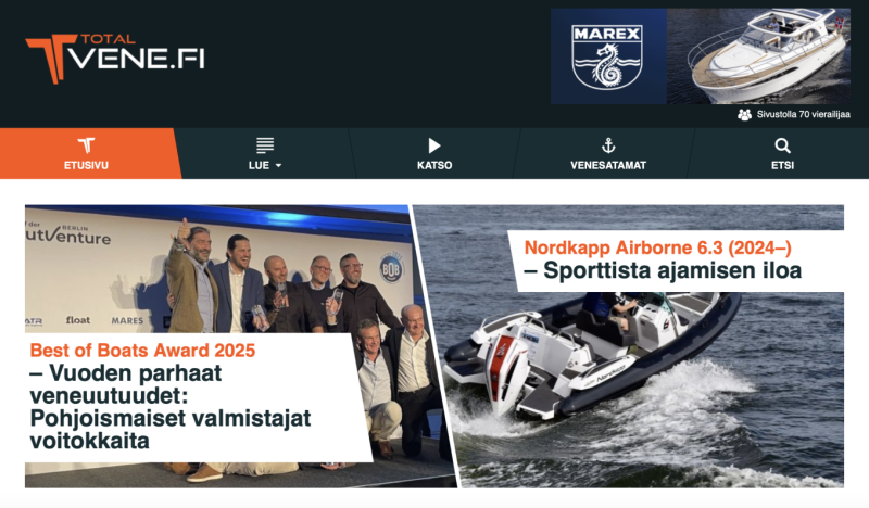 Totalvene.fi uuteen lukijaenn&auml;tykseen &ndash; Yli miljoona lukijaa vuonna 2025 - Uutinen - Totalvene.fi